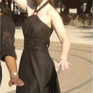 WHBM size 0 black ring detail halter dress